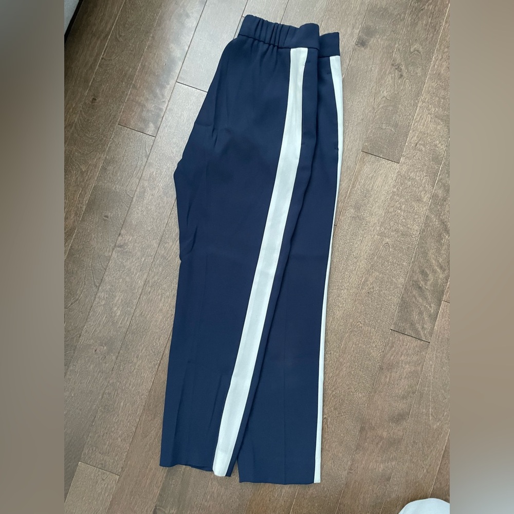 Babaton Navy Cropped Pants with White Stripe